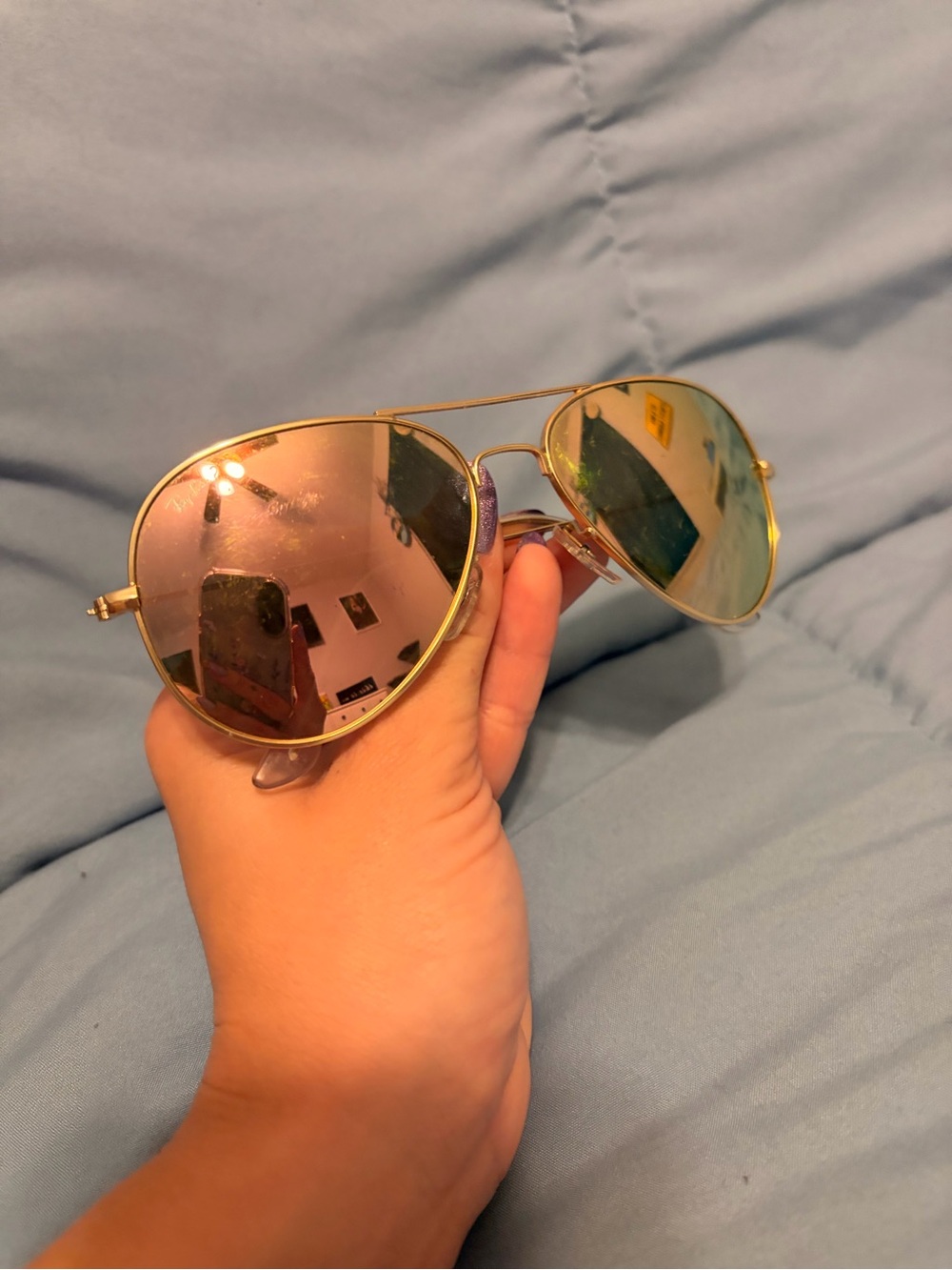 Ray Ban Sunglasses with Pink/Green Mirrored Lenses